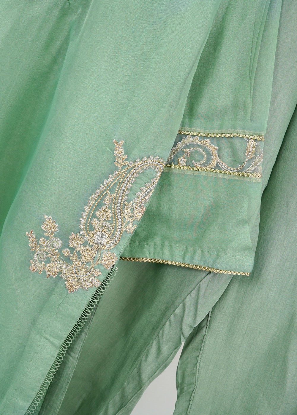 6teen - 3 Pieces Organza Embroidered Suit(Pret) Seam Green
