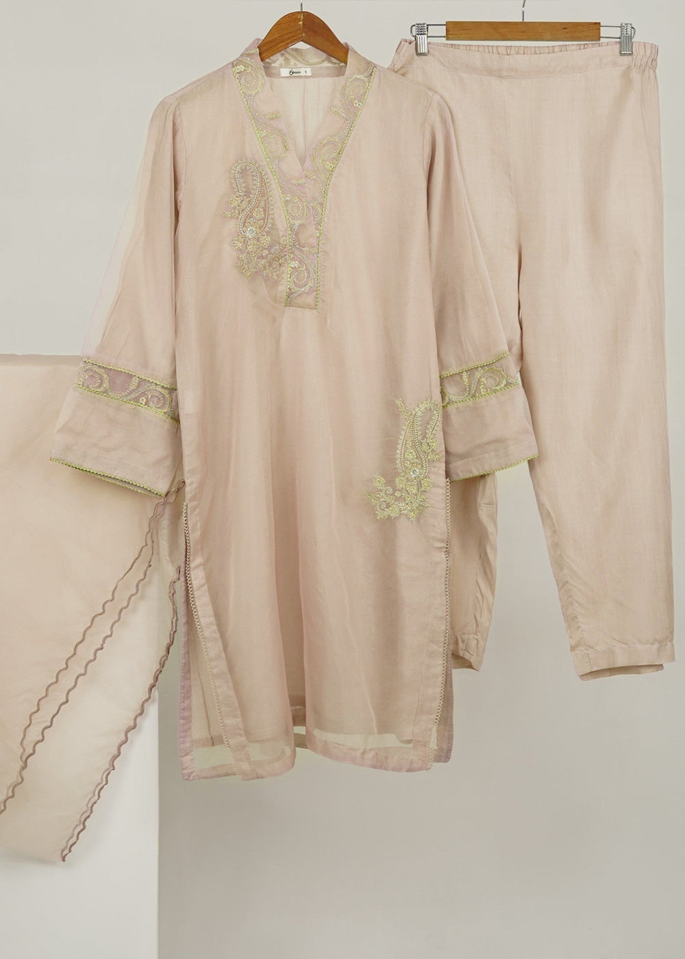 6teen - 3 Pieces Organza Embroidered Suit(Pret) Pink