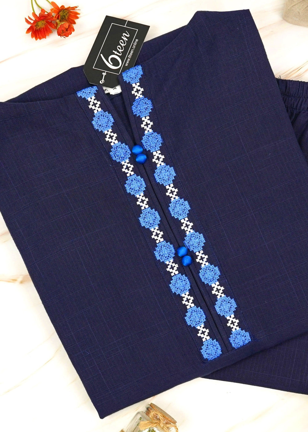 6teen - blue embroidered 2pc