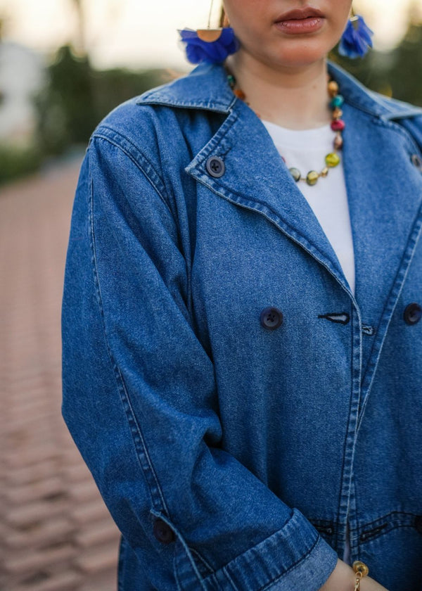1947 Clothing Blue Lapel Long Coat