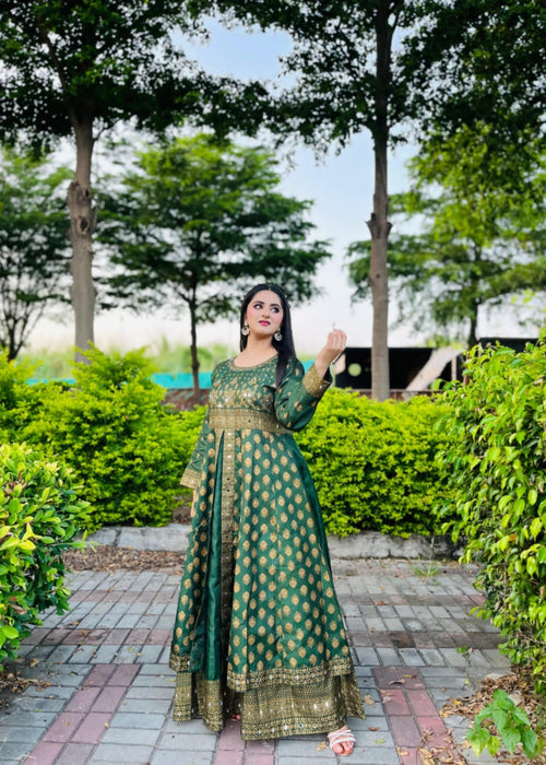 1 Mahoor Haven - green maxi with potli