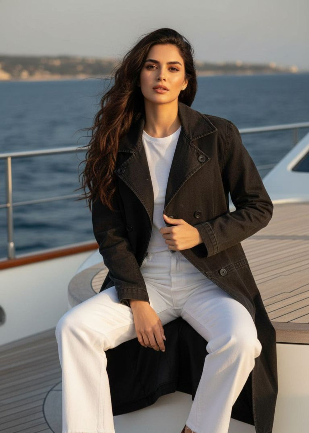 1947 Clothing - Black Lapel Long Coat