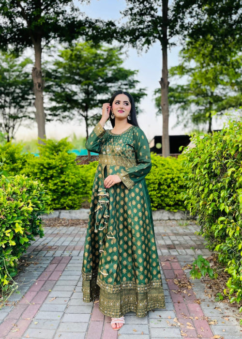1 Mahoor Haven - green maxi with potli