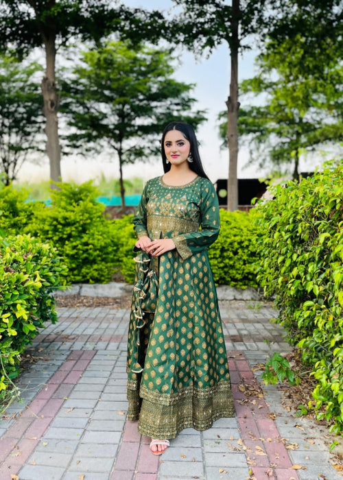1 Mahoor Haven - green maxi with potli