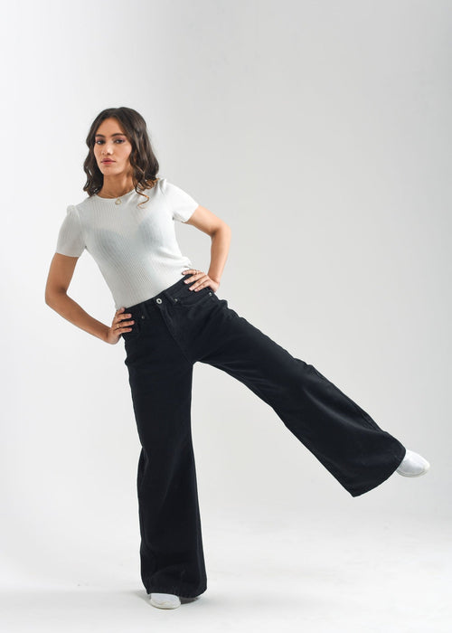 1947 Clothing - Black Over Dyed Flare Jeans