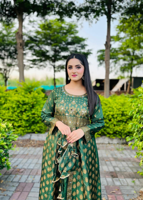 1 Mahoor Haven - green maxi with potli